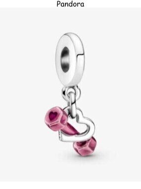 Pandora Dumbbell & Heart Dangle Charm